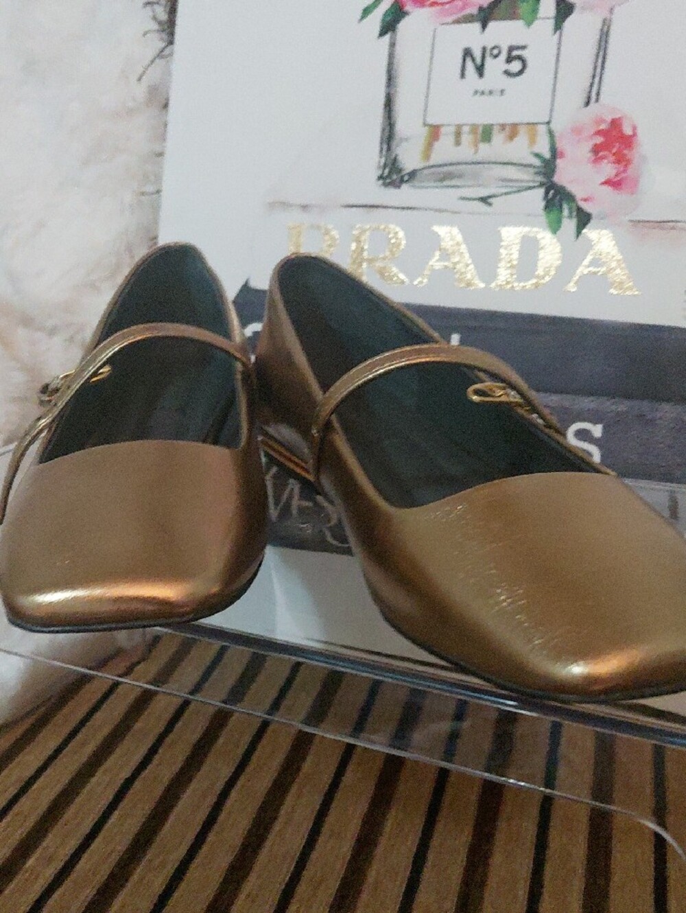 Franco Sarto Metallic Brown Mary Jane Flats with Buckle